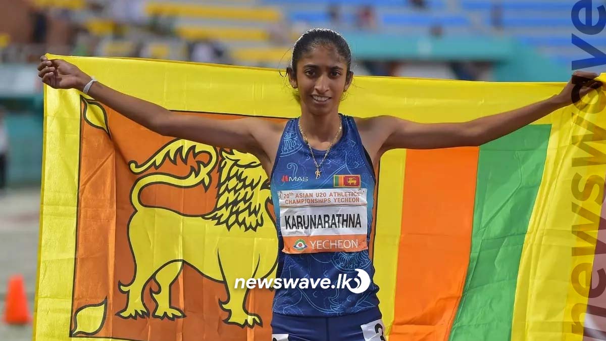 Tharushi won a gold medal in the 20th Under 20 Asian Junior Athletics